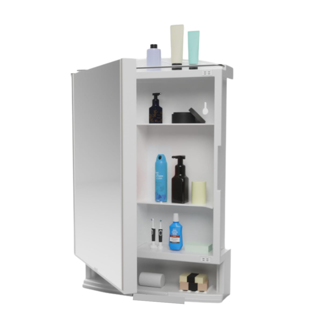 Amazon Basics Plastic Multipurpose, Wall-Mounted Storage Cabinet with Mirror